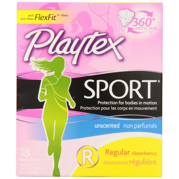 Playtex Tampons Sport Regular 18 Count Unscented (2 Pack)