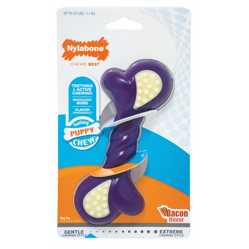 Nylabone Just for Puppies Regular Bacon Flavored Double Action Bone Puppy Dog Teething Chew Toy