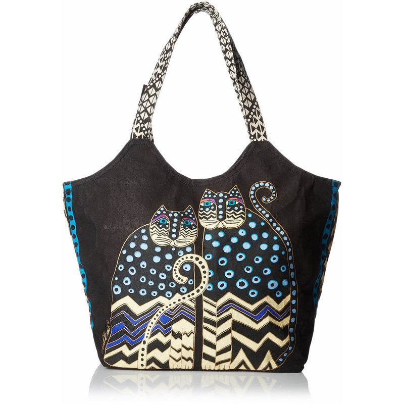 Laurel Burch Large Scoop Tote with Zipper Top, Spotted Cats