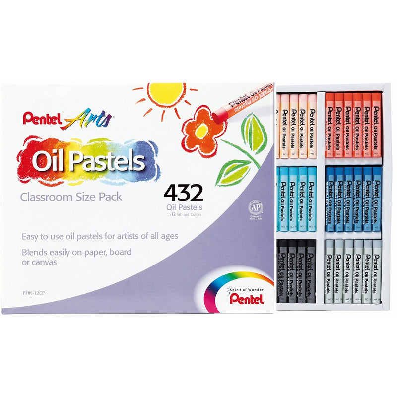 Pentel Arts Oil Pastels, 432 Piece Classroom Size Pack (PHN-12CP)