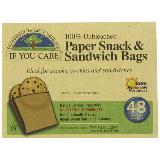 IF YOU CARE 100% Unbleached Paper Sandwich AND Snack Bags, 48-Count Packages (Pack of 6)