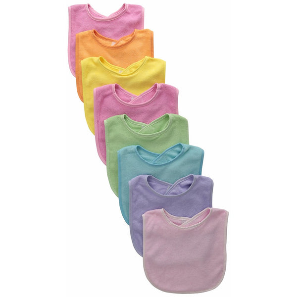 Neat Solutions 8 Pack Multi-Color Solid Knit Terry Feeder Bib, Girl