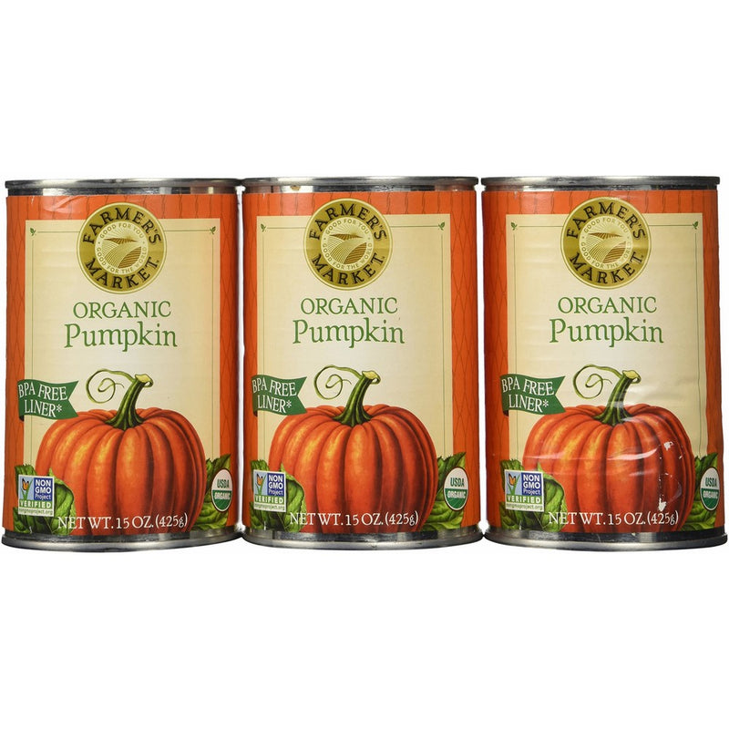 Farmers Market Pumpkin Puree 100% Organic 3x15oz