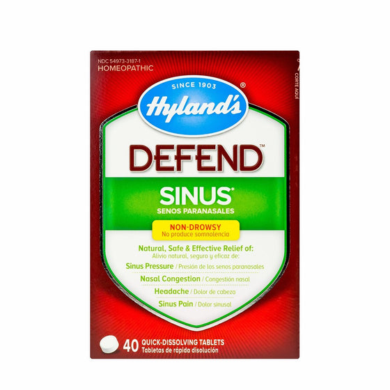 Hyland's DEFEND Sinus, Natural Relief of Sinus Pain and Pressure, Headache and Nasal Congestion Due to Common Cold, 4O Count