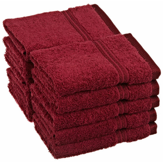 Superior Luxurious Soft Hotel & Spa Quality Washcloth Face Towel Set of 10, Made of 100% Premium Long-Staple Combed Cotton - Burgundy, 13" x 13" each