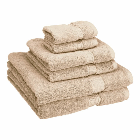 Superior 900 GSM Luxury Bathroom 6-Piece Towel Set, Made of 100% Premium Long-Staple Combed Cotton, 2 Hotel & Spa Quality Washcloths, 2 Hand Towels, and 2 Bath Towels - Stone
