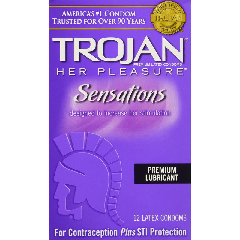 Trojan Her Pleasure Sensations Lubricated Latex Condoms-12 ct (Quantity of 3)