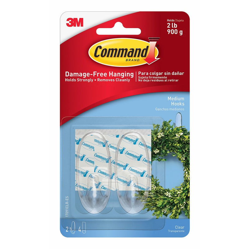 Command Hooks, Medium, Clear, 2-Hooks (17091CLR-ES)