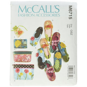McCall Patterns M6715 Slippers, Jewelry Pouch, Zipper Bags and Jewelry Case Sewing Template, All Sizes