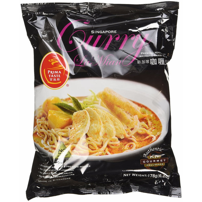 Prima Taste Curry La Mian, Singapore, 178g/6.2oz,(Pack of 12)