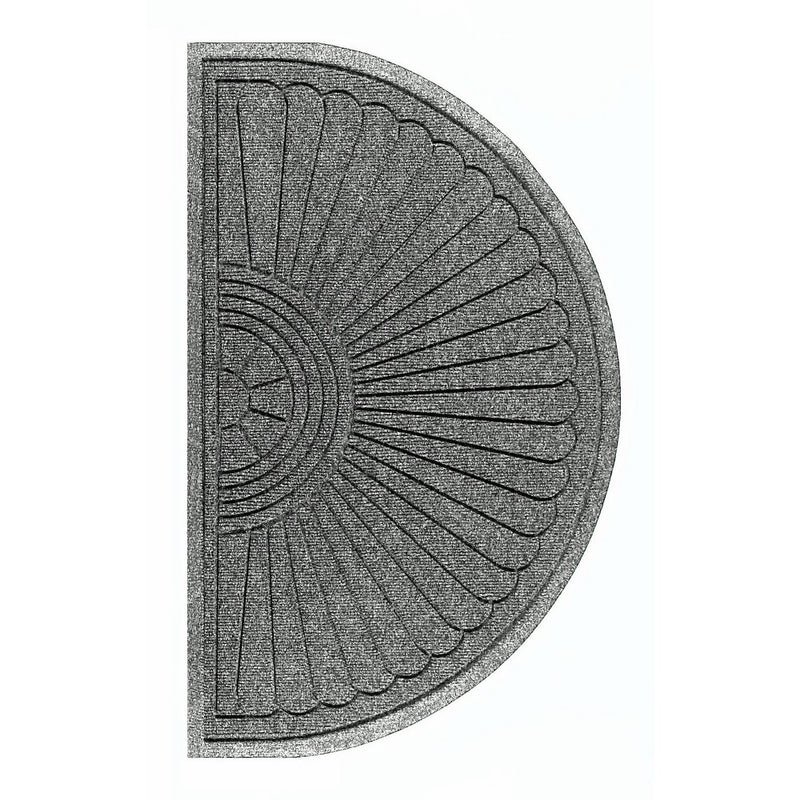 Andersen 2246 Waterhog Eco Grand Premier PET Polyester Fiber Half Oval Entrance Indoor/Outdoor Floor Mat, SBR Rubber Backing, 1.8' Length x 3' Width, 3/8" Thick, Grey Ash