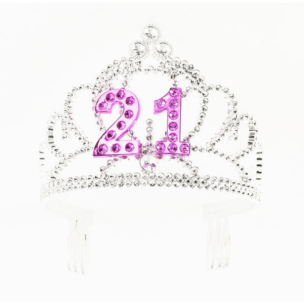 Forum Novelties Happy Birthday 21st Silver Pink Tiara