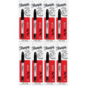 Sharpie Twin Tip Fine Point and Ultra Fine Point Permanent Markers, Black Marker [32101PP] Pack of 8
