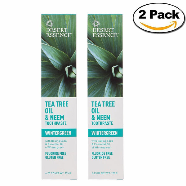 Desert Essence Natural Tea Tree Oil Toothpaste & Neem, Wintergreen, 2pk