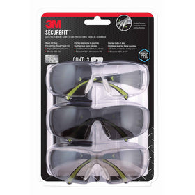 3M SF400-W-3PK-PS Secure-Fit 400 Anti-Fog Eye Protection Glasses, Multi-Pack (3 Pack)