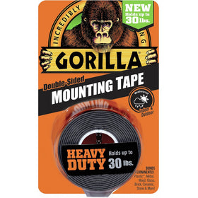 Gorilla 6055001 Heavy Duty Mounting Tape, Double-Sided, 1" x 60", Black