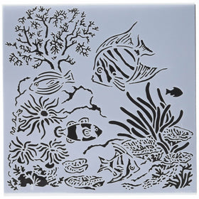 Crafters Workshop TCW611S Template, 6" x 6", Aquarium, White