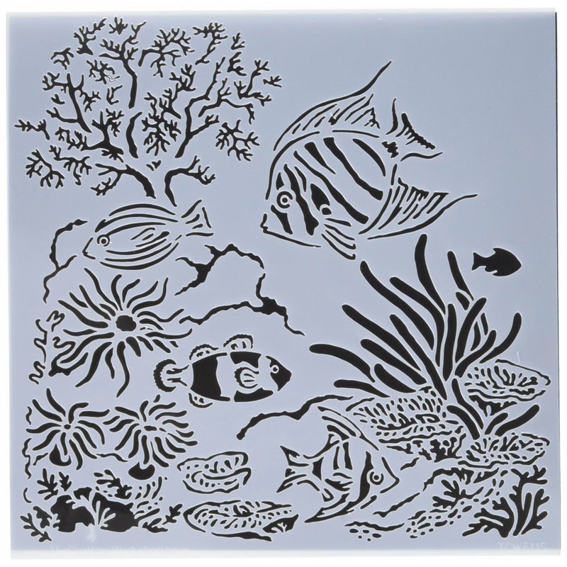 Crafters Workshop TCW611S Template, 6" x 6", Aquarium, White