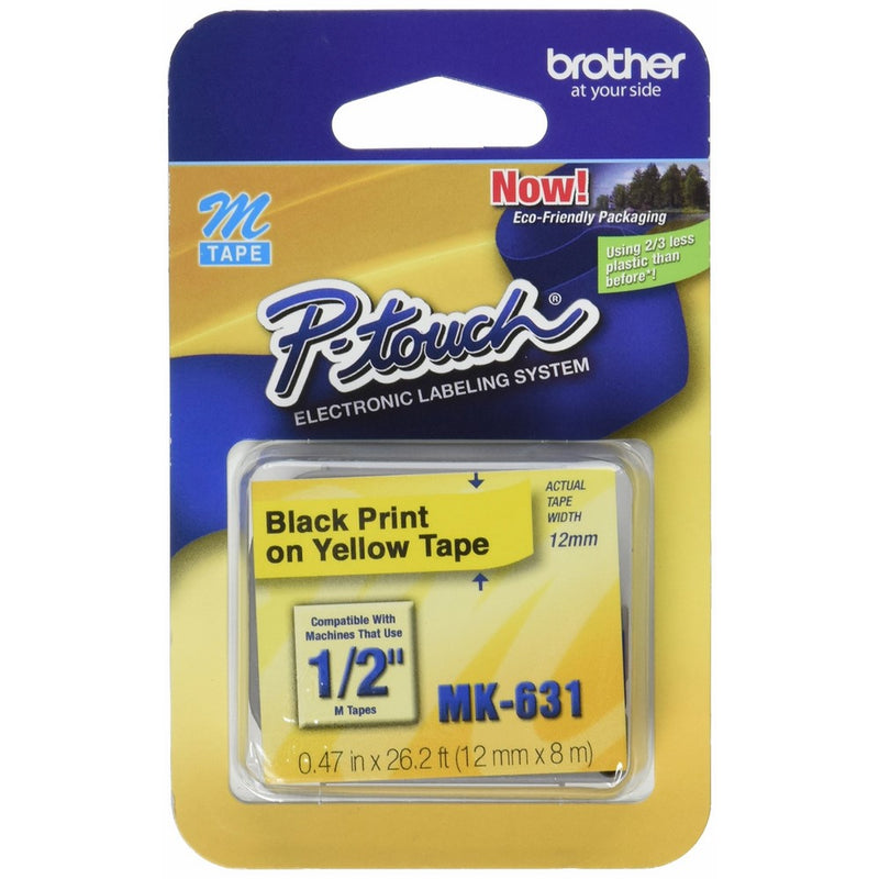 Brother Tape Cartridges 0.5IN Wide Black On Yellow