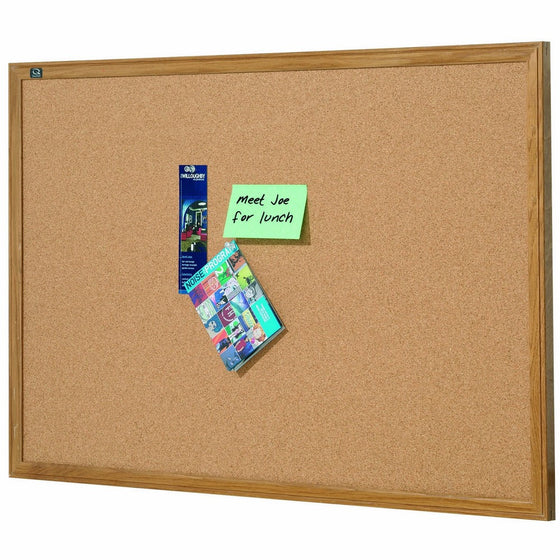 Quartet Oak Finish Frame Cork Bulletin Board, 4 x 6 Feet (307)