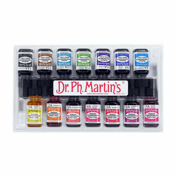 Dr. Ph. Martin's 400016-A Radiant Concentrated Water Color Bottles, 0.5 oz, Set of 14 (Set A)