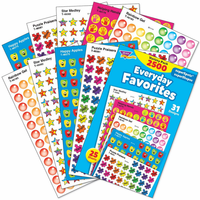 TREND enterprises, Inc. Everyday Favorites superSpots/superShapes VarPk, 2500 ct