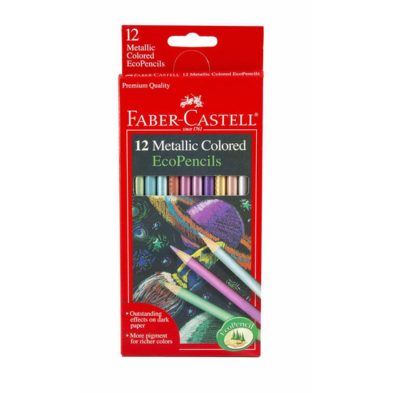 Faber Castell Metallic Colored EcoPencils - 12 Break Resistant Coloring Pencils