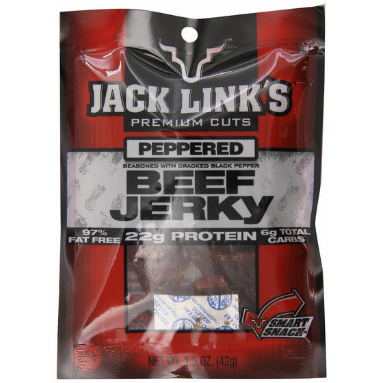 Jack Link's Beef Jerky, Peppered, 1.5-Ounce Bags (Pack of 10)