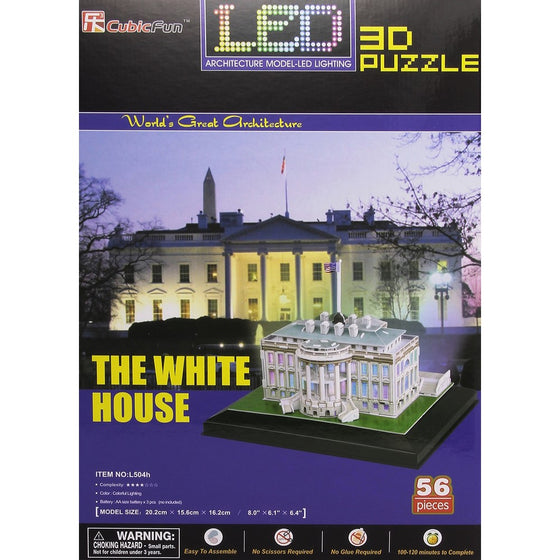 White House 3D Puzzle with LED Lights 56 Pieces