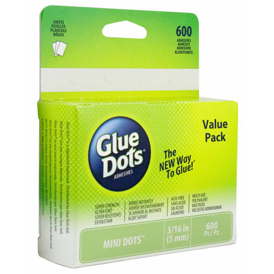 Glue Dots Mini Dot Sheets Value Pack, Contains 600 (.375 Inch) Mini Adhesive Dots (32634)