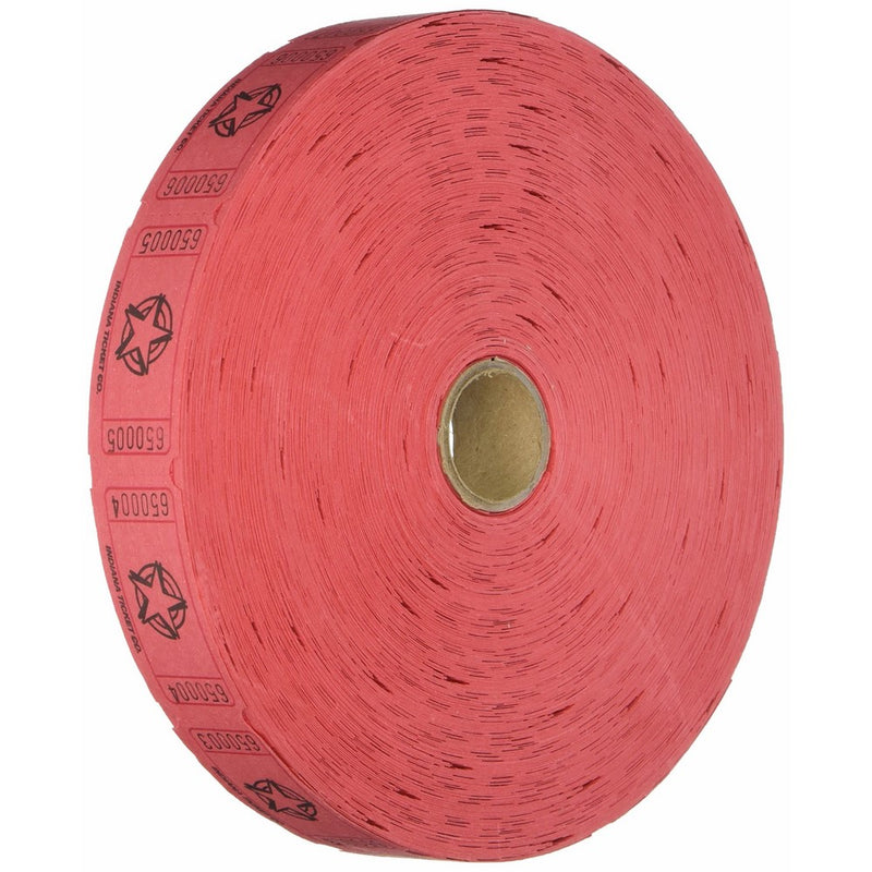 1 X 2000 Red Star Single Roll Consecutively Numbered Raffle Tickets
