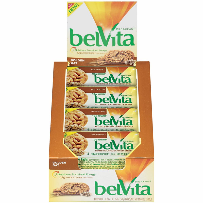 belVita Golden Oat Breakfast Biscuits, 8 Count Box, 14.08 Ounce