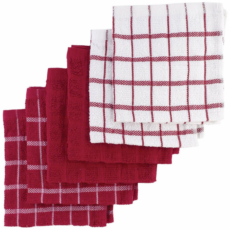 Ritz 100% Terry Cotton, Highly Absorbent Dish Cloth Set, 12” x 12”, 6-Pack, Paprika Red