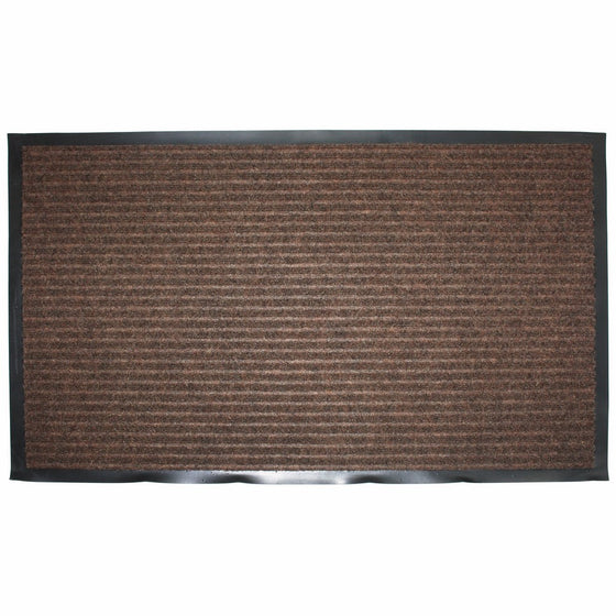 J&M Home Fashions Heavy Duty Ribbed Utility Doormat, 24x36, Entry Way Shoes Scraper Patio Rug Dirt Debris Mud Trapper Waterproof-Brown