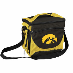 Logo Brands NCAA Iowa Hawkeyes 24-Can Cooler with Bottle Opener and Front Dry Storage Pocket