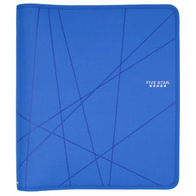 Five Star 1-1/2 Inch Zipper Binder, Durable, Cobalt Blue with Lines (73029)