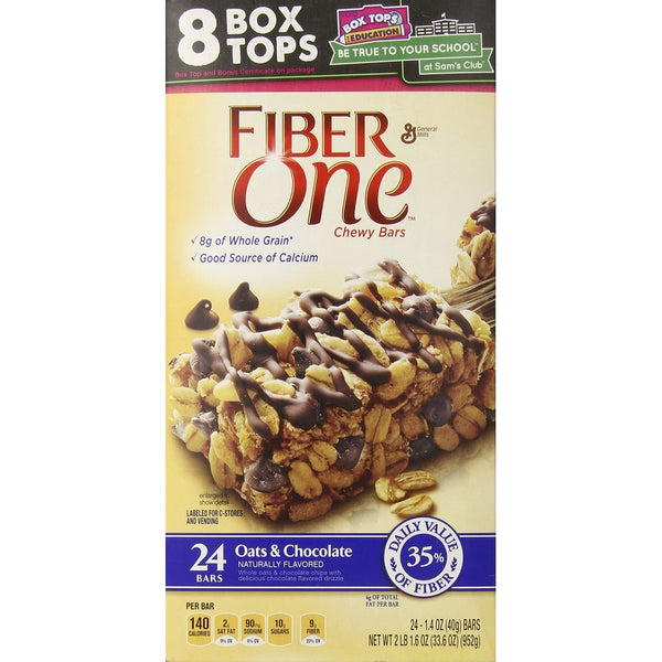 Fiber One Oats and Chocolate Chewy Granola Bars, 1.4 Ounce Bar, 24 Count