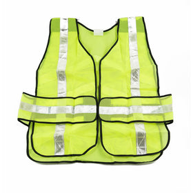 SE EP7015L Safety Vest with Silver Reflective Strips and 5-Point Breakaway Design, One Size, High Visibility Yellow