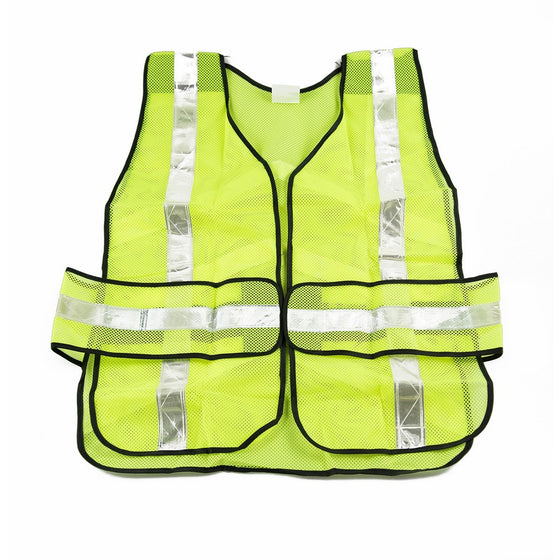 SE EP7015L Safety Vest with Silver Reflective Strips and 5-Point Breakaway Design, One Size, High Visibility Yellow