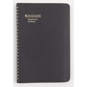 AT-A-GLANCE 8001105 Telephone/Address Book, 4-7/8 x 8, Black