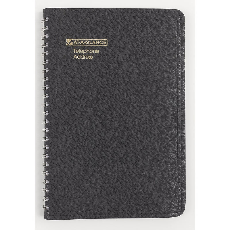 AT-A-GLANCE 8001105 Telephone/Address Book, 4-7/8 x 8, Black
