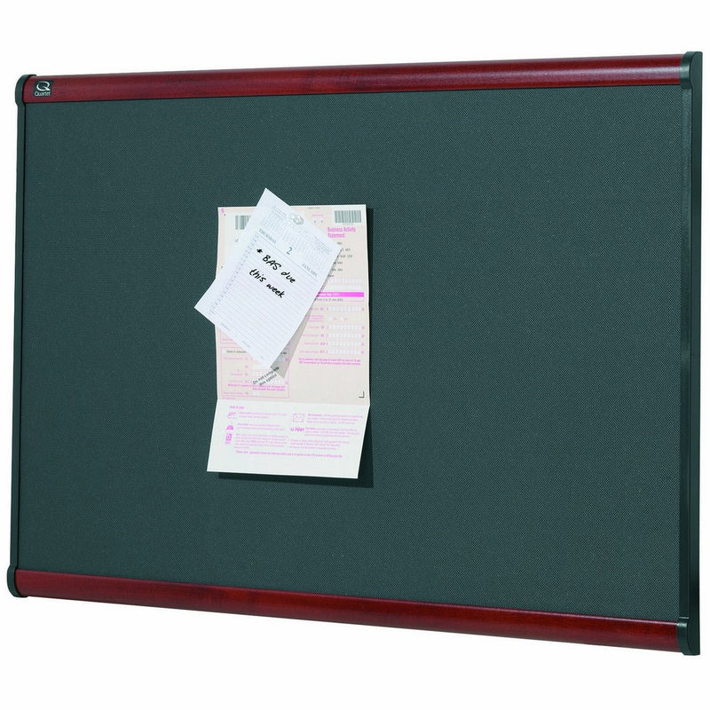 Quartet Prestige Grey Diamond Mesh-Fabric Bulletin Board, 3 x 2 Feet, Mahogany-Finish Frame, One Board per Order (B443M)