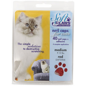Soft Claws for Cats - CLS (Cleat Lock System), Size Medium, Color Red