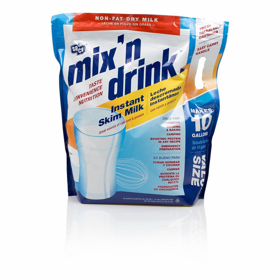 SACO Mix 'n Drink Instant Skim Milk, Fat-Free, GMO-Free, Gluten-Free, Nut-Free, High Calcium and Protein, Makes 40 Quarts