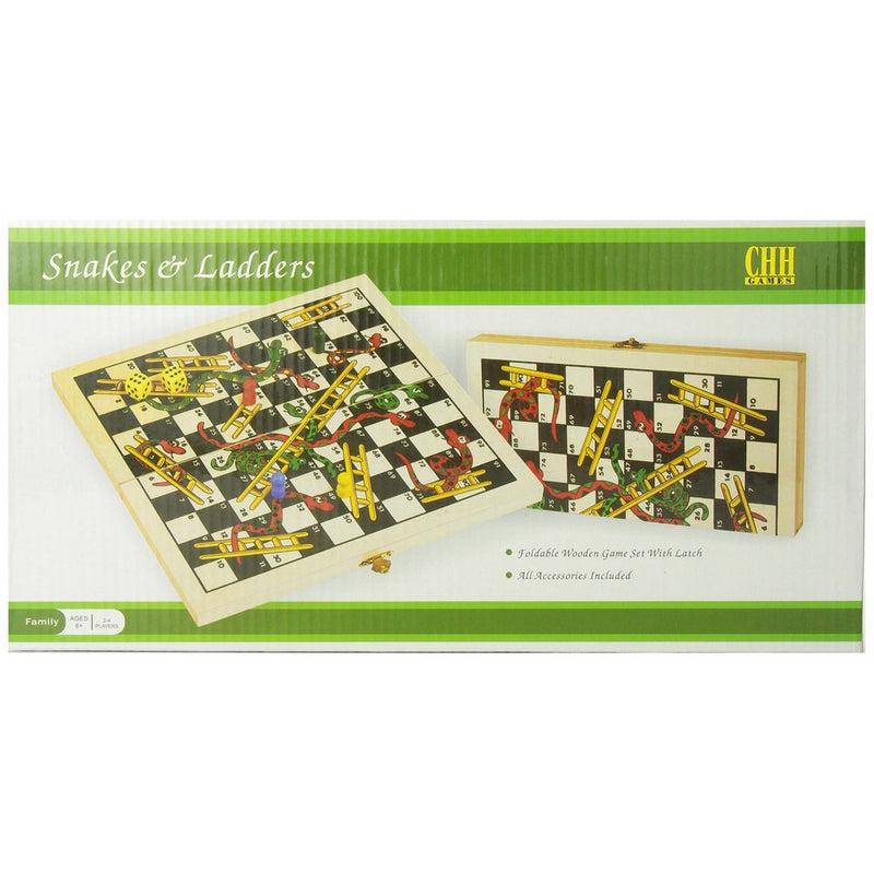 CHH Recreational Wooden Snakes & Ladders Folding Game with Pair of Dice