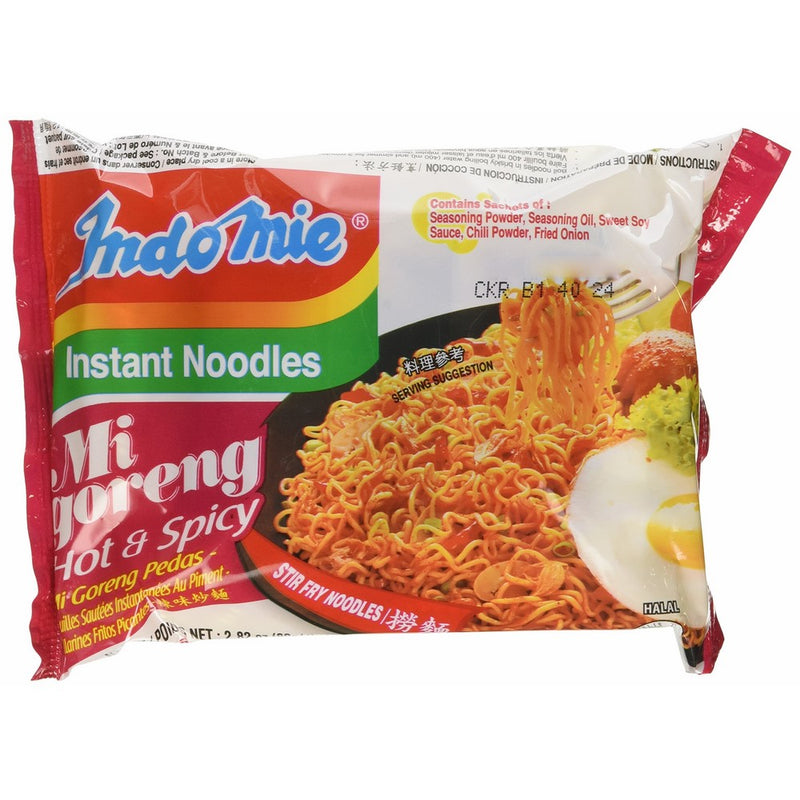Indomie Instant Fried Noodles Spicy/Hot for 1 Case (30)