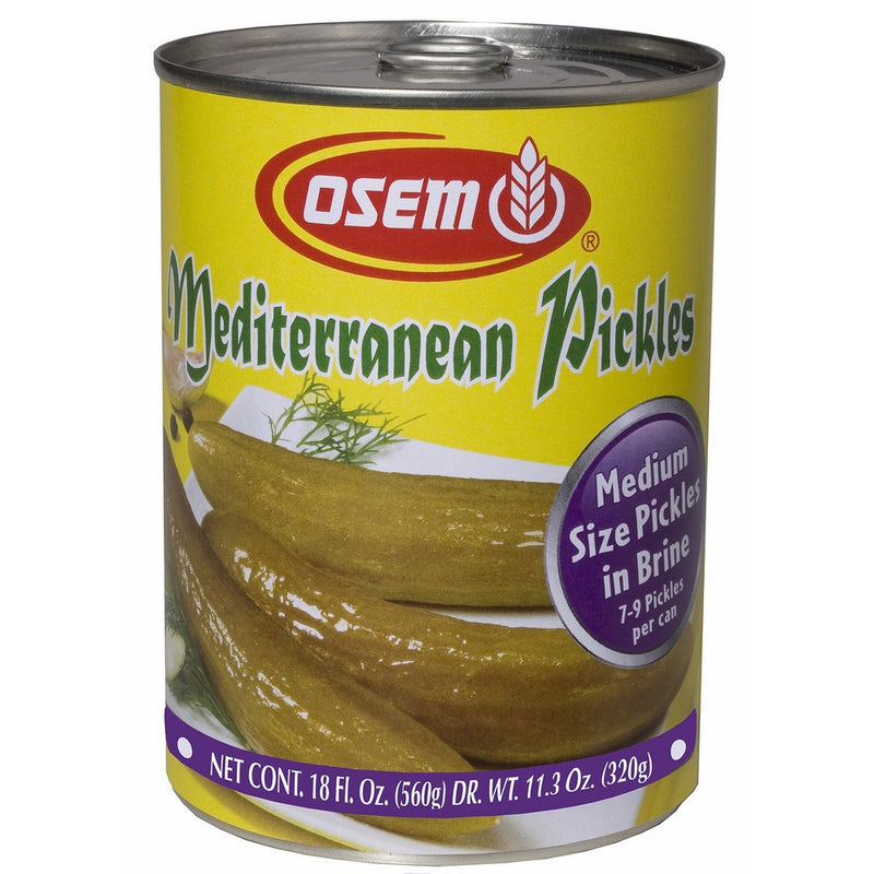 Osem Mediterranean Pickles in Brine, Medium, 18-ounces (Pack of 12)