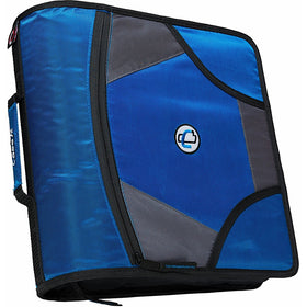Case-it King Sized Zip Tab 4-Inch D-Ring Zipper Binder with 5-Tab File Folder, Blue, D-186-BLU