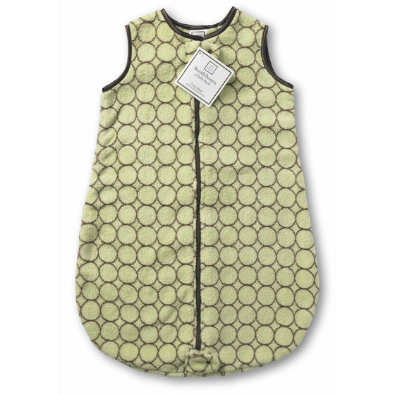 SwaddleDesigns Microfleece Sleeping Sack with 2-Way Zipper, Brown Mod Circles on Lime, 6-12MO