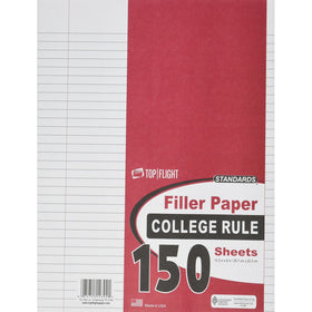 Top Flight Filler Paper, 10.5 x 8 Inches, College Rule, 150 Sheets (12302)